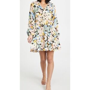 Yumi Kim Cornelia Vicky Dress Floral Tiered Mini Long Sleeve Multi Color Size S